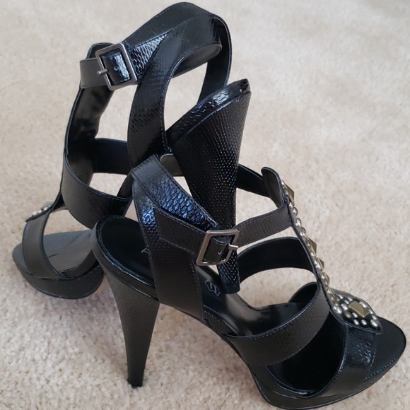 NEW! Aldo "Parrotte" Studded Black Gladiator Heel - Picture 5 of 8